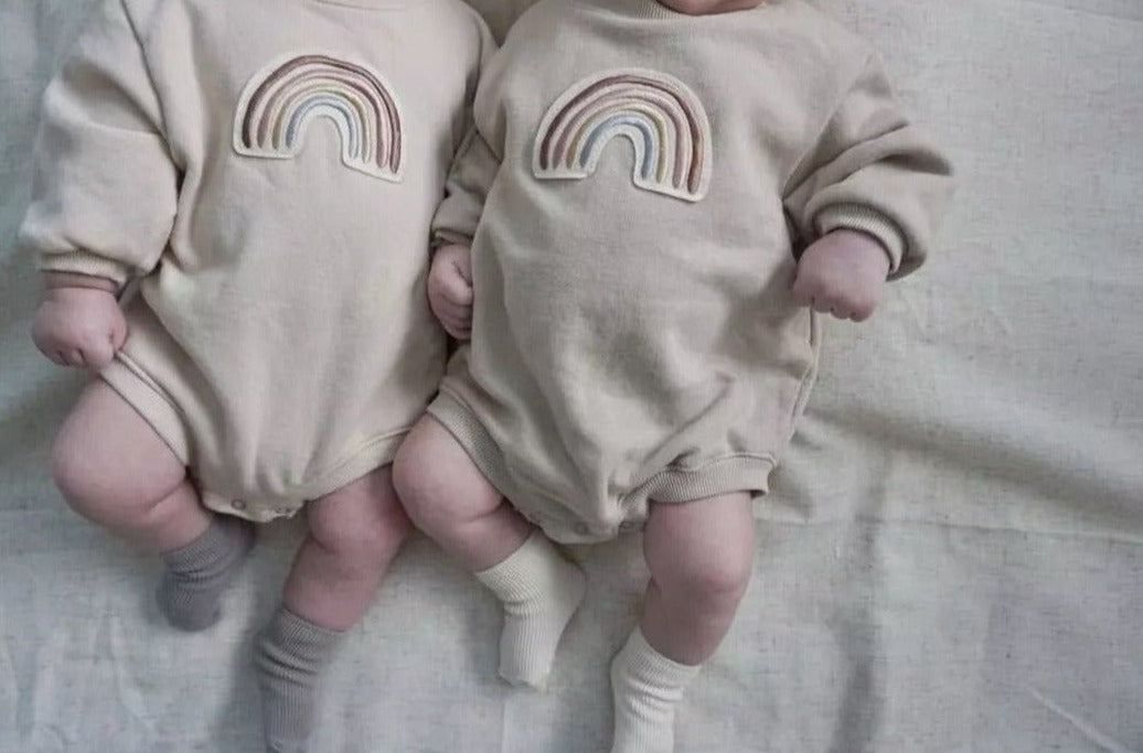 Asher Rainbow Romper-Apricot