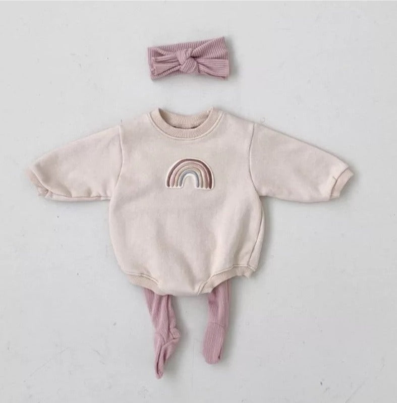 Asher Rainbow Romper-Apricot