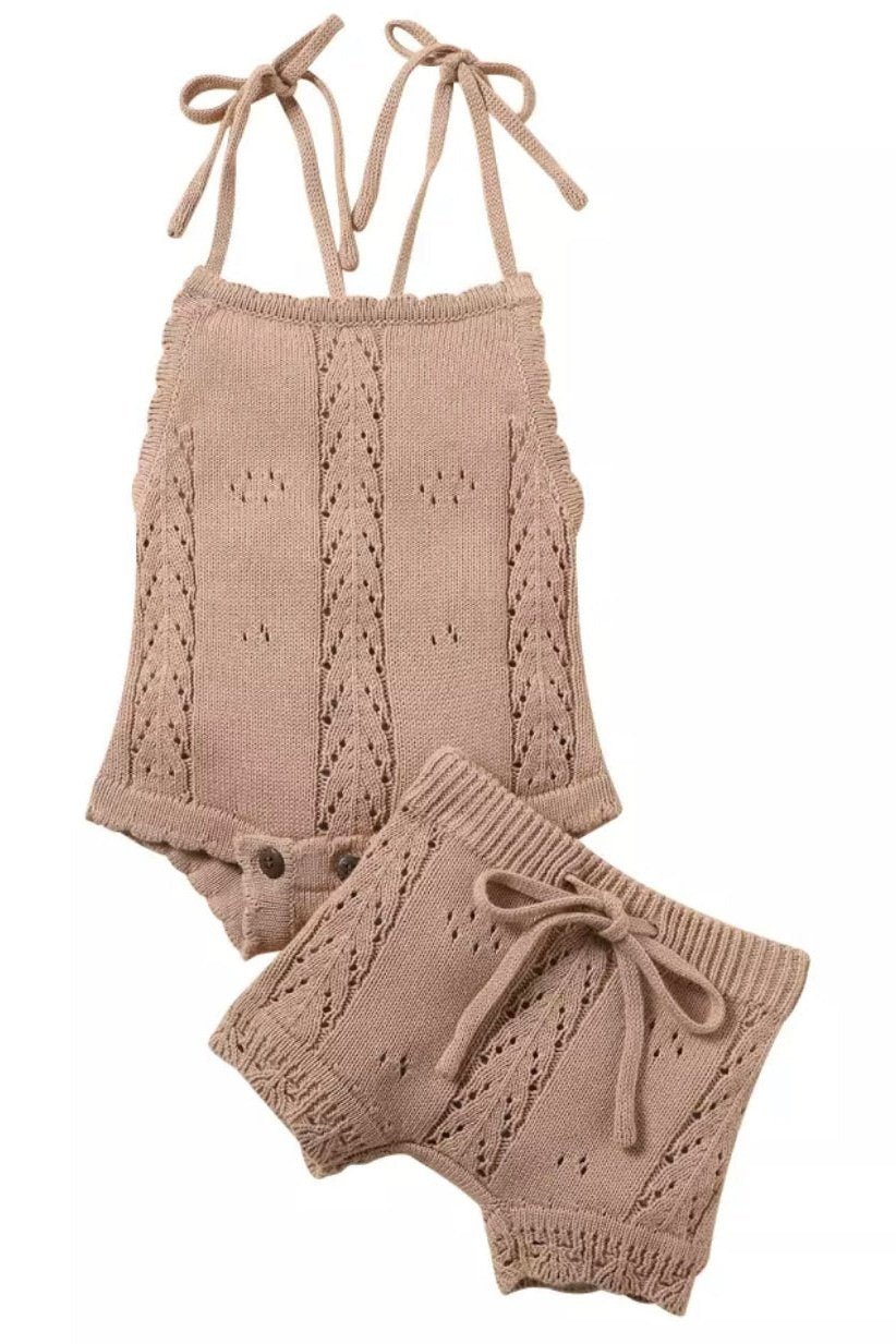 Calah Tie Knit Set-Taupe