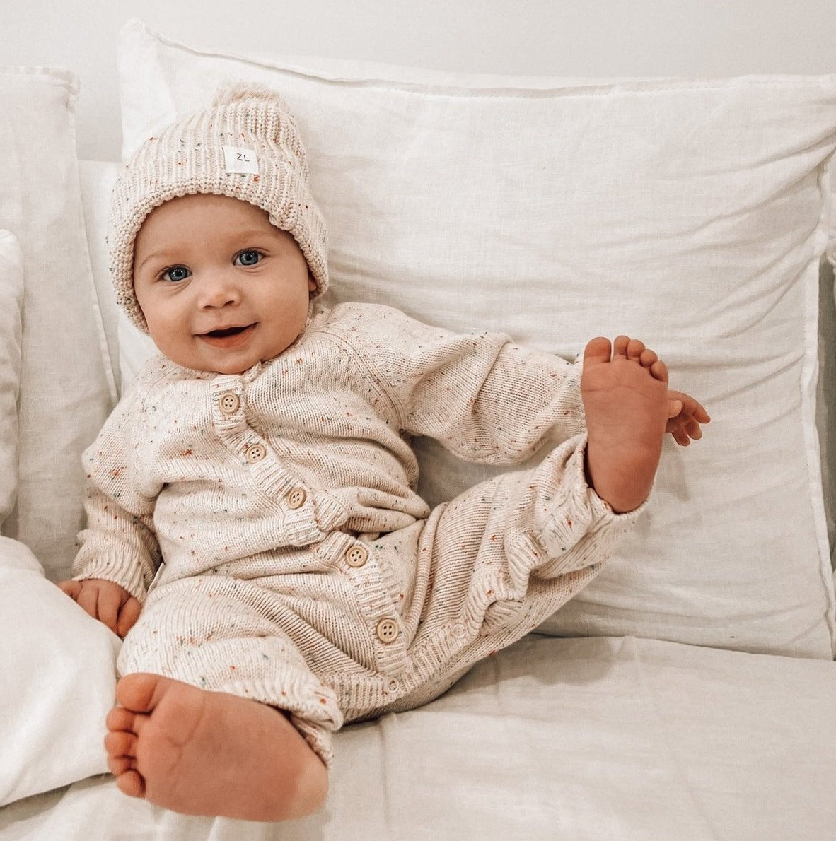 Newborn Knitted Outfit | Classic Knit Romper | Brave Little Lamb