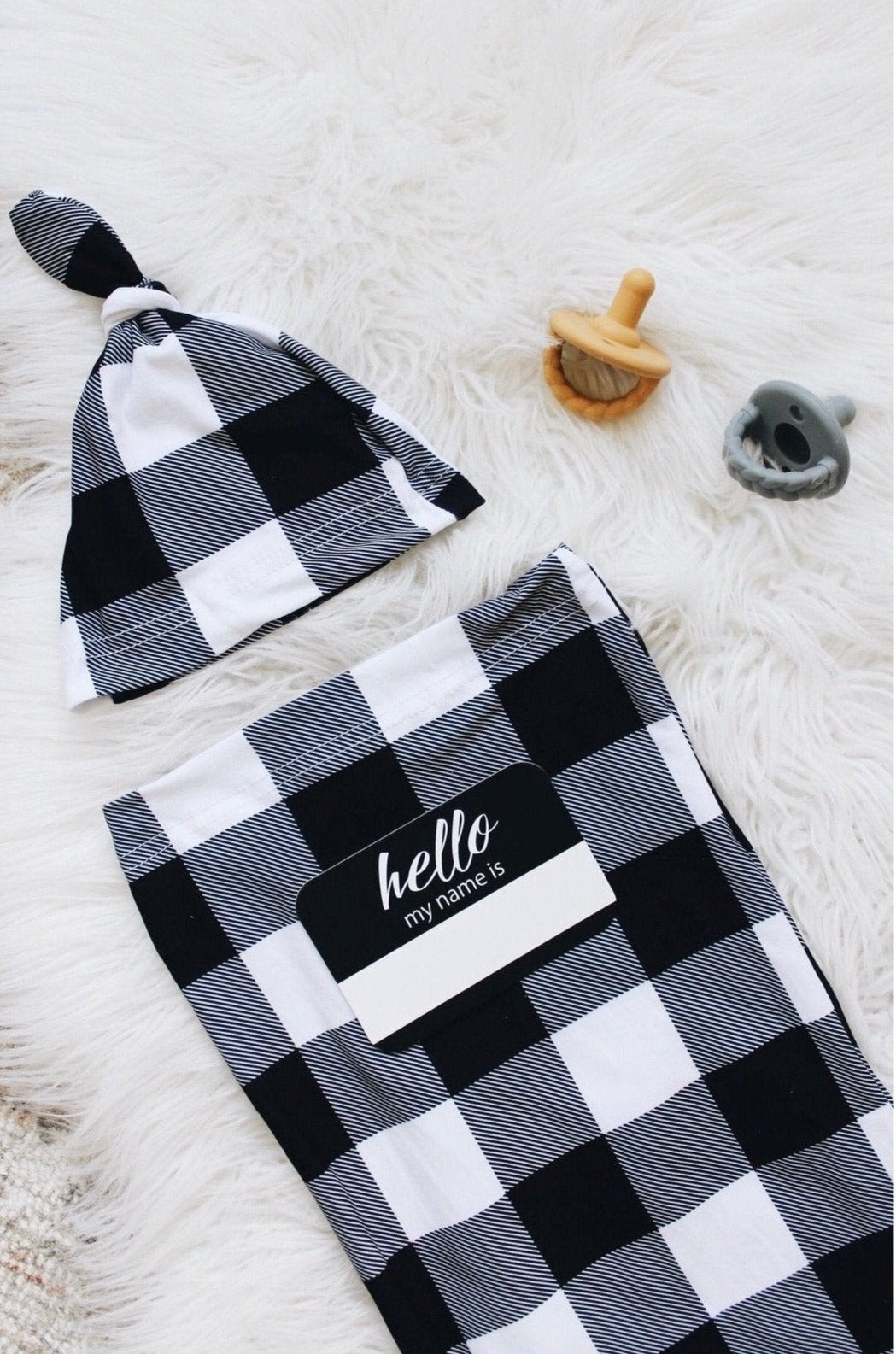 Cutie Cocoon™ Matching Cocoon & Hat Sets-Black + White Gingham