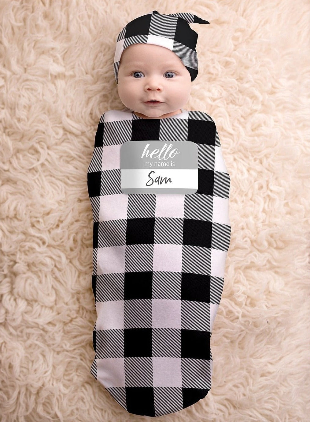 Cutie Cocoon™ Matching Cocoon & Hat Sets-Black + White Gingham