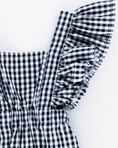 Load image into Gallery viewer, Delaney Ruffle Back Jumpsuit-Black + White Gingham
