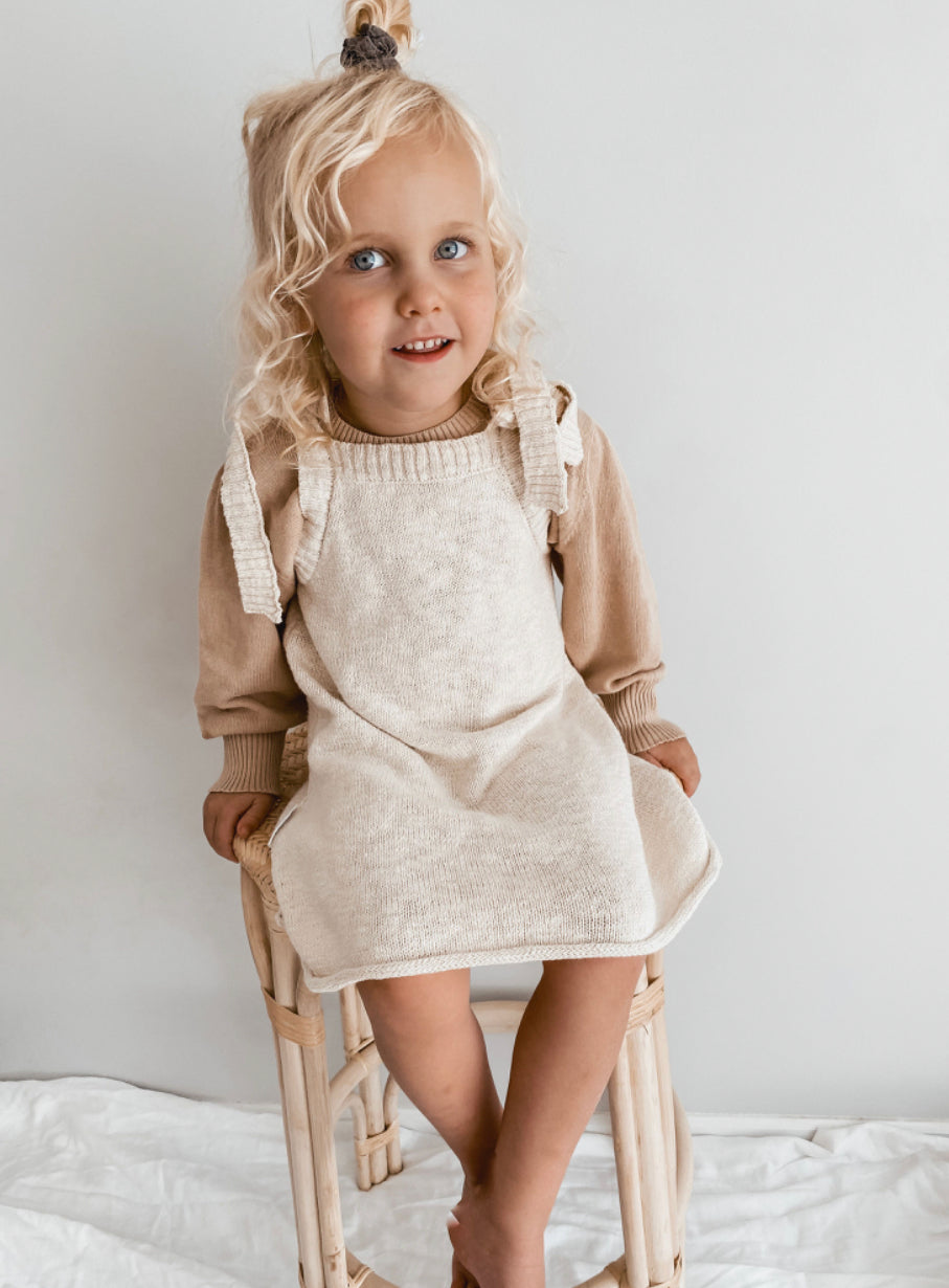 Tie Shoulder Dress Baby Girl | Shoulder Tie Dress | Brave Little Lamb