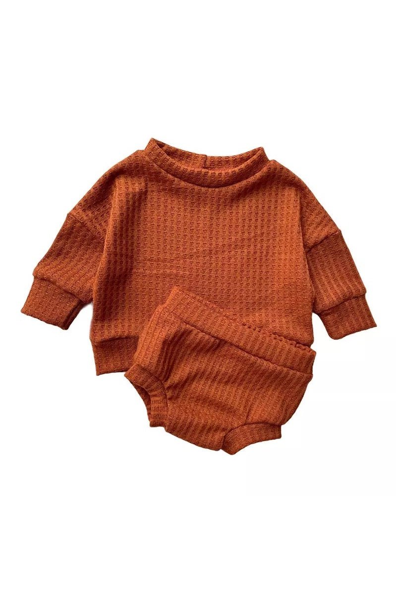 Julian Waffle Sweater Set-Auburn