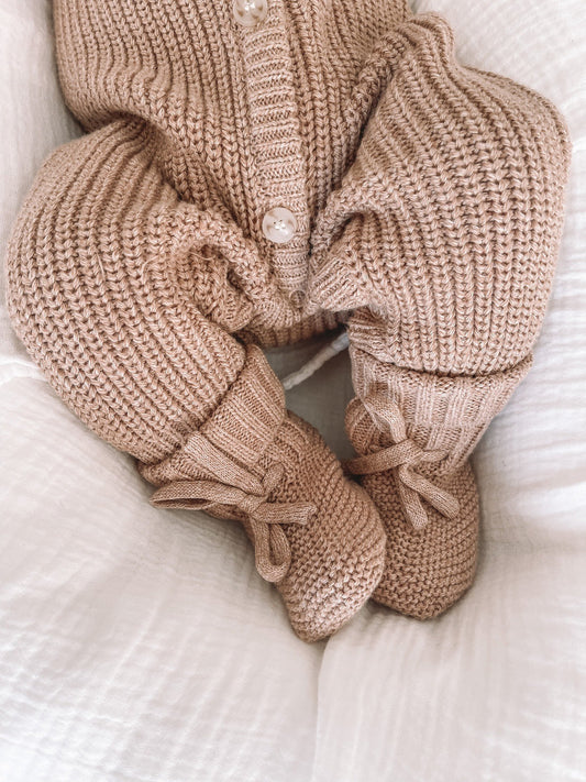 Knit Booties-Fawn