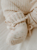 Knit Booties-Oatmeal Fleck