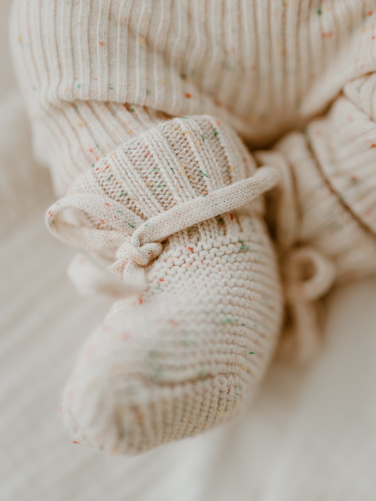 Knit Booties-Oatmeal Fleck