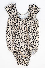 Maggie Cap Sleeve Leotard-Tan Leopard