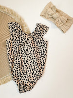 Maggie Cap Sleeve Leotard-Tan Leopard