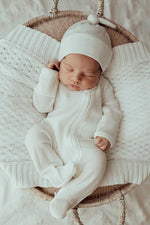 My First Outfit - Footie & Beanie Set | Powder White