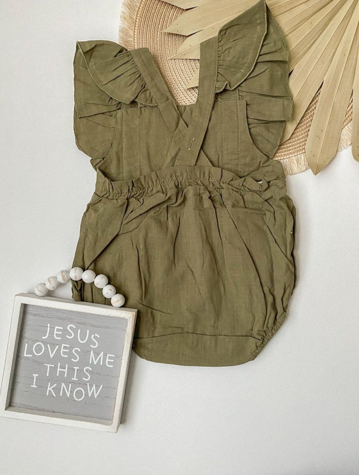 Sage Ruffle Bubble Romper