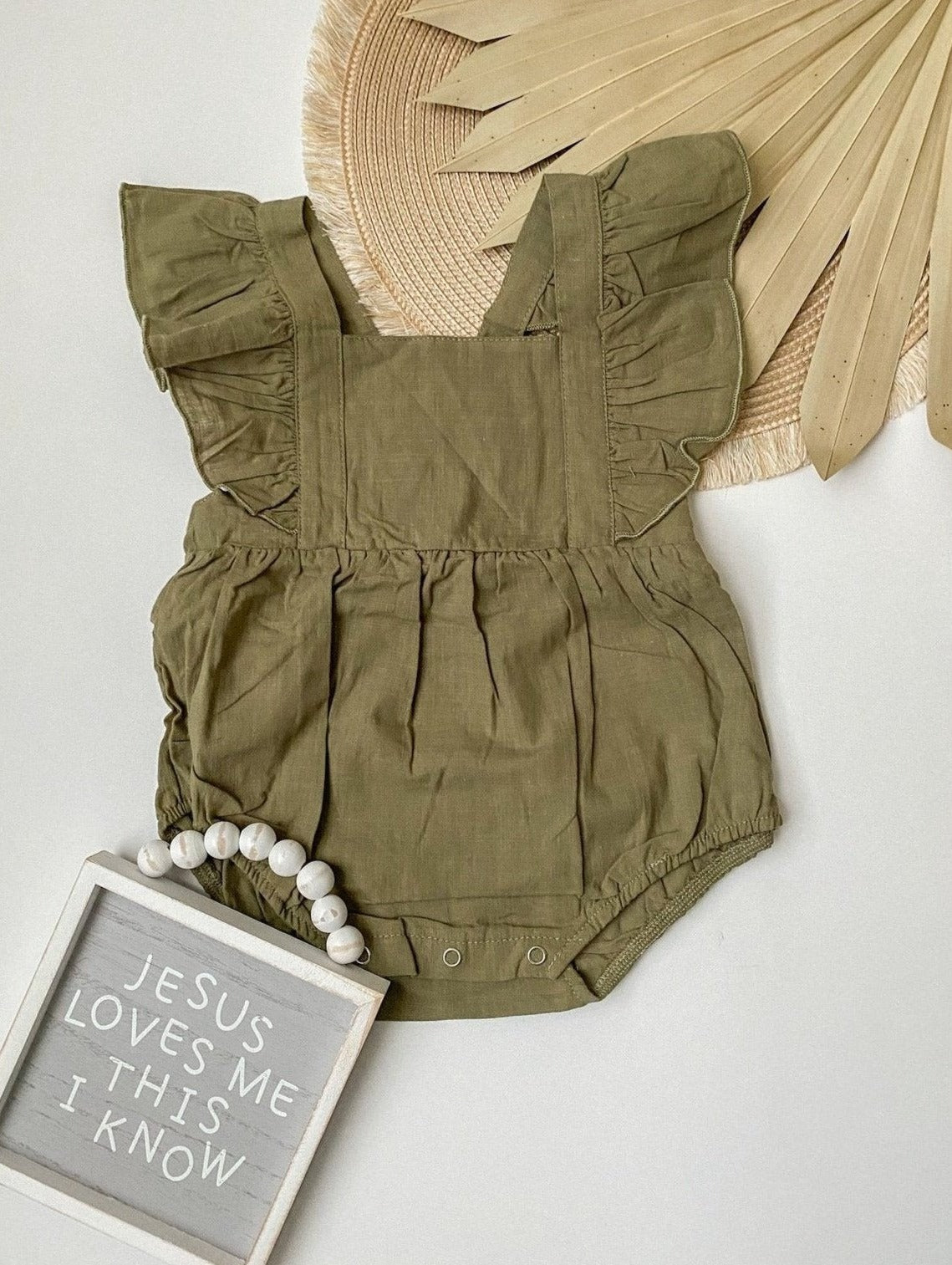 Sage Ruffle Bubble Romper