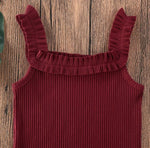 Selah Ruffle Bodysuit-Burgundy