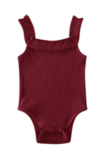 Selah Ruffle Bodysuit-Burgundy