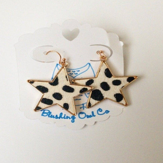 Starry Cow Print Earrings