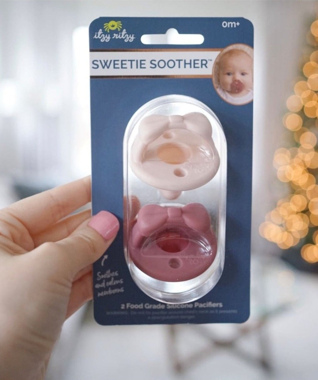 Sweetie Soother™ Pacifier Sets 2-pack -Clay + Rosewood Bows