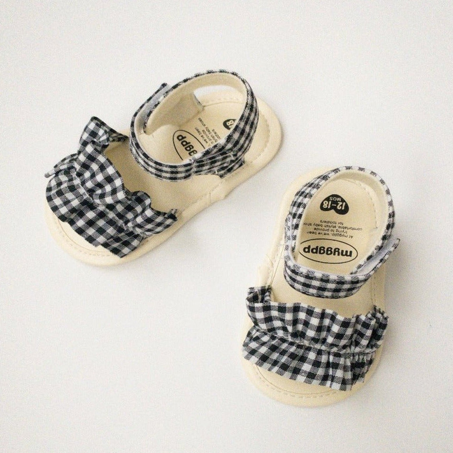 Terah Sandals-Black + White Gingham