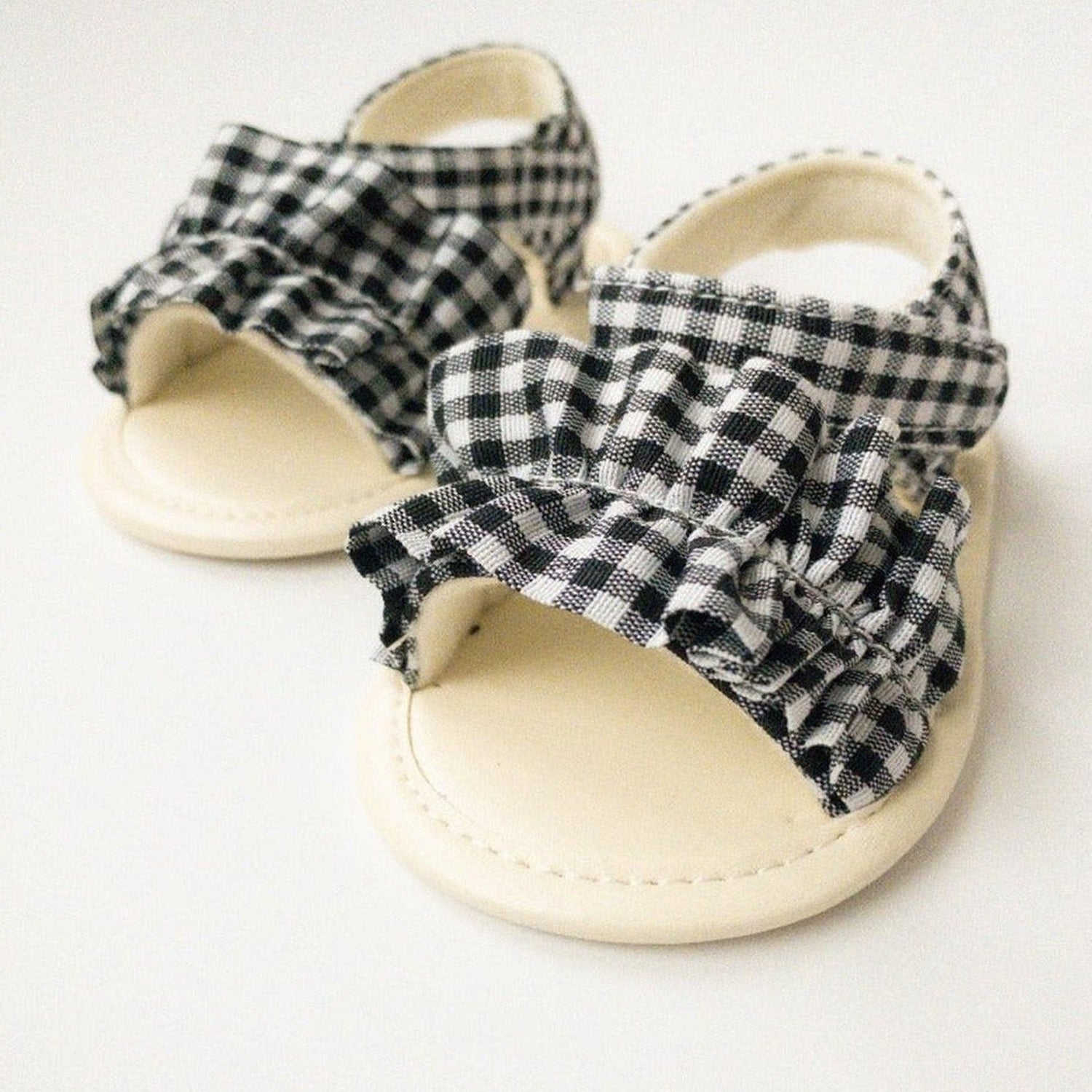 Terah Sandals-Black + White Gingham