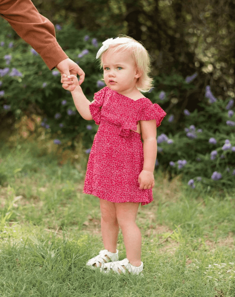 Victoria Ruffle Back Suspender Dress-Red Floral